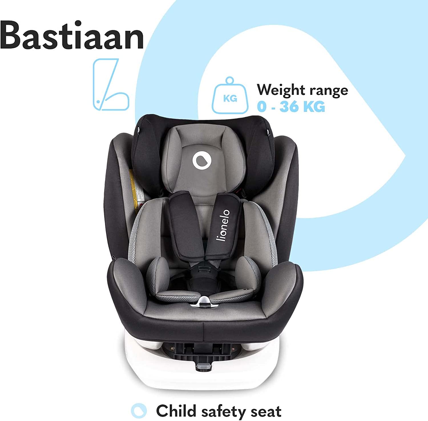 Lionelo Bastiaan 360 Baby Car Seat Grey Black Base Lionelo Yallatoys