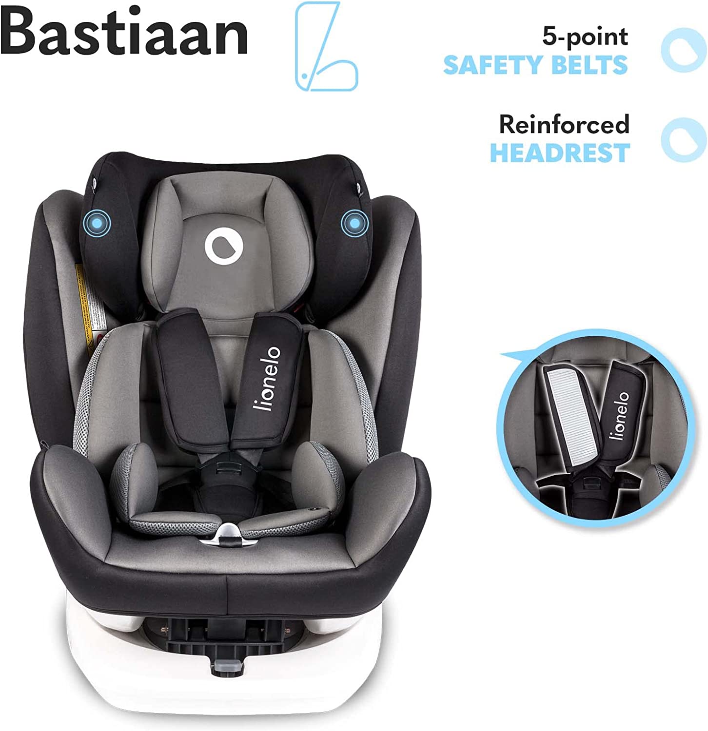 Lionelo Bastiaan 360 Baby Car Seat Grey Black Base Lionelo Yallatoys