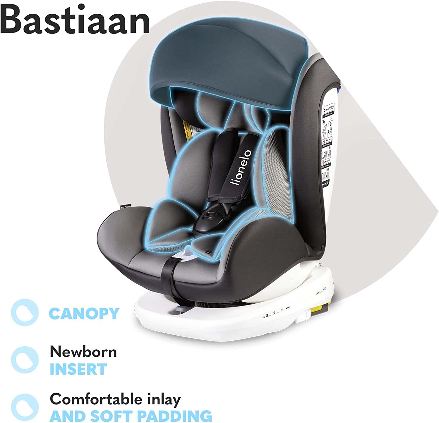 Lionelo Bastiaan 360 Baby Car Seat Grey Black Base Lionelo Yallatoys