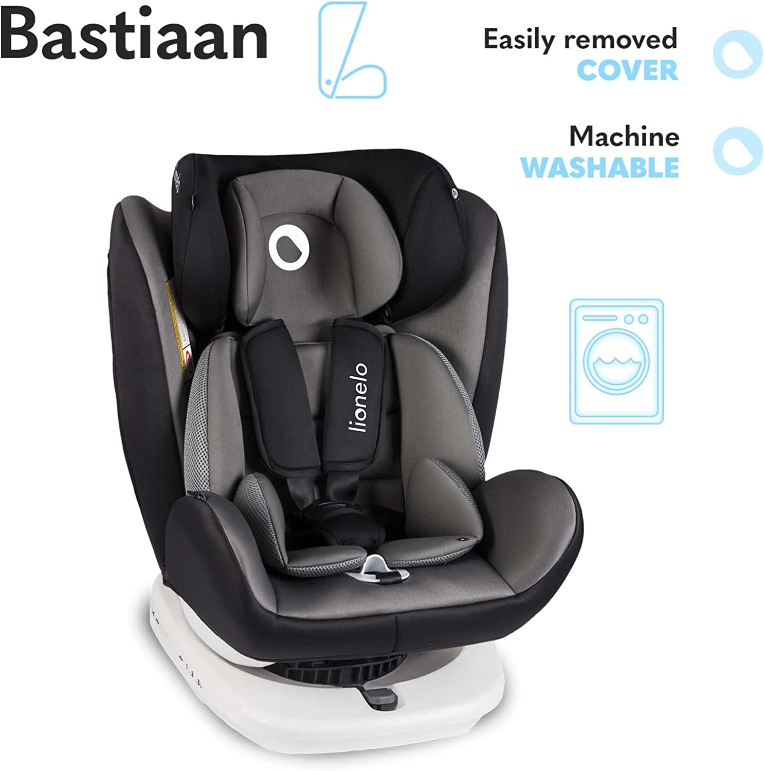 Lionelo Bastiaan 360 Baby Car Seat Grey Black Base Lionelo Yallatoys