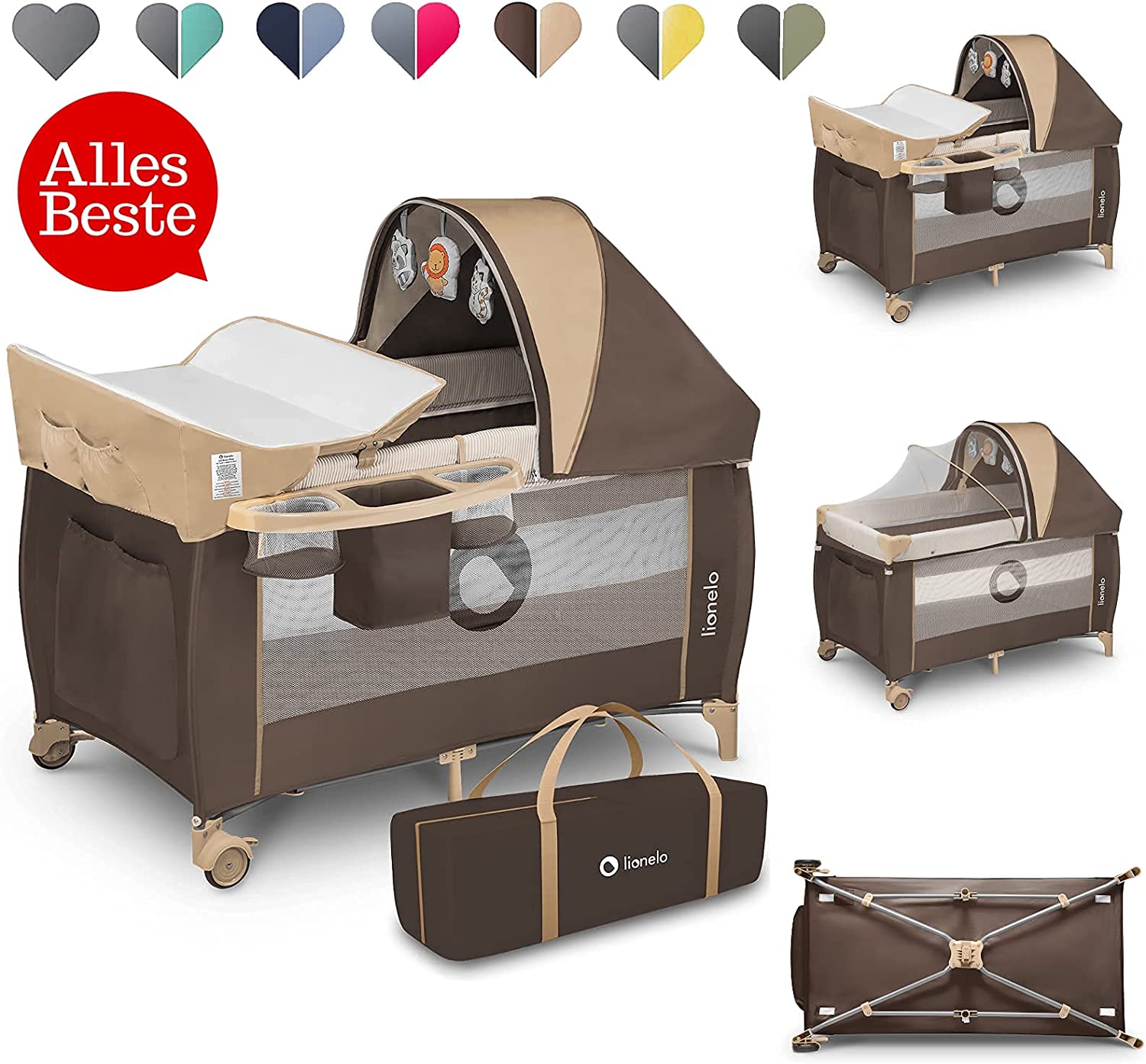 Lionelo Sven Plus 2 In 1 Travel Bed Playpen Beige Lionelo Yallatoys