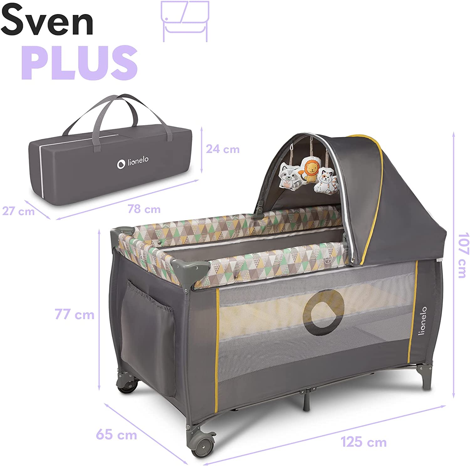 Lionelo Sven Plus 2 In 1 Travel Bed Playpen Yellow Lionelo Yallatoys