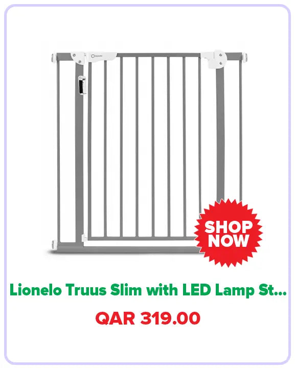 Lionelo Truus Slim with LED Lamp Stair Safety Gate Grey Yallamomz Yallatoys