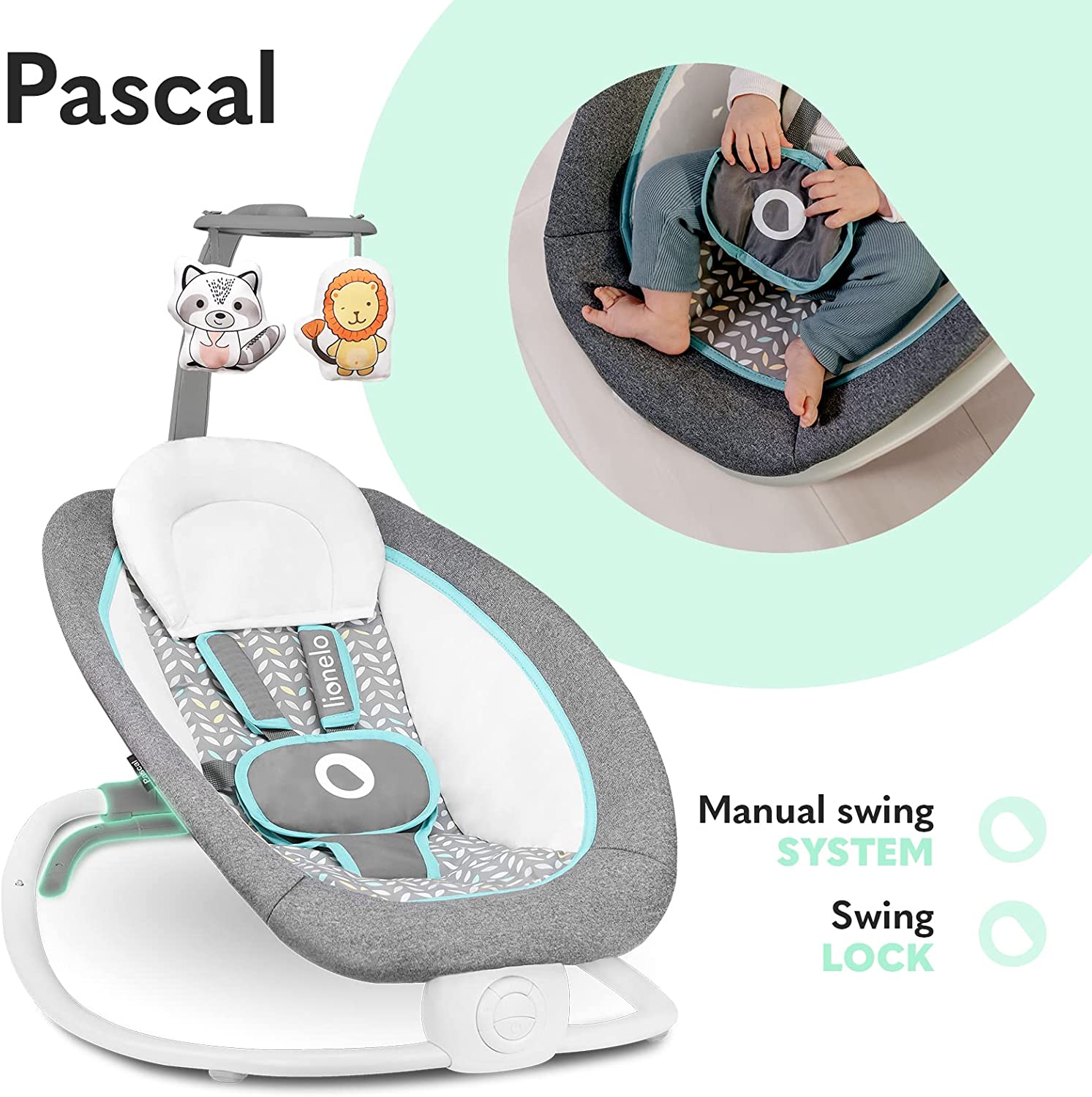 Lionelo Pascal Swinging Chair Grey Lionelo Yallatoys
