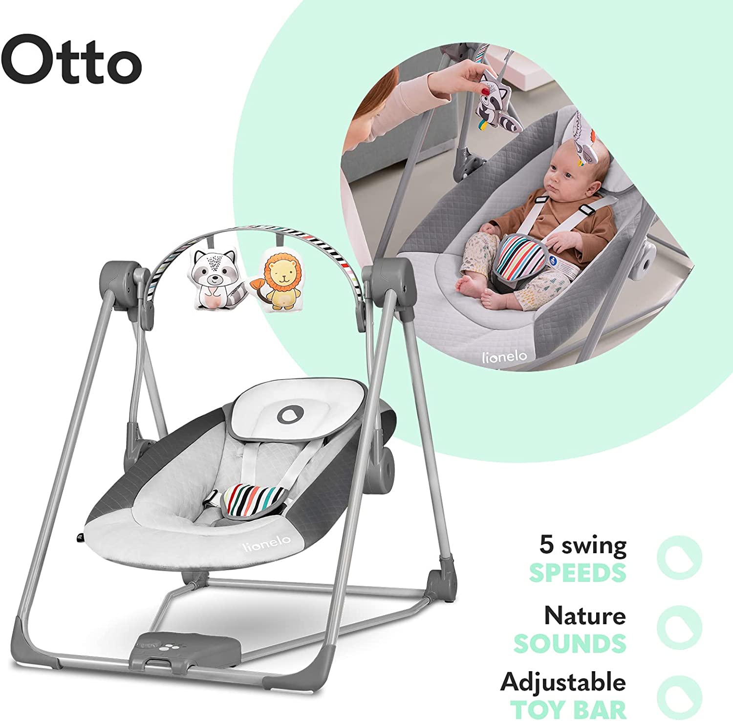 Lionelo Otto Swinging Chair Cozy Grey Lionelo Yallatoys