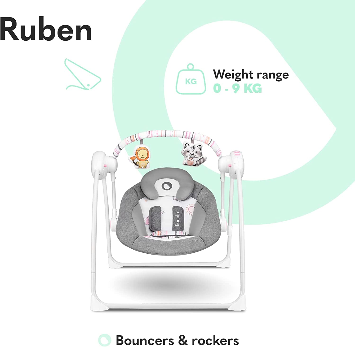 Lionelo Ruben Swinging Chair Stone Grey Rose Lionelo Yallatoys