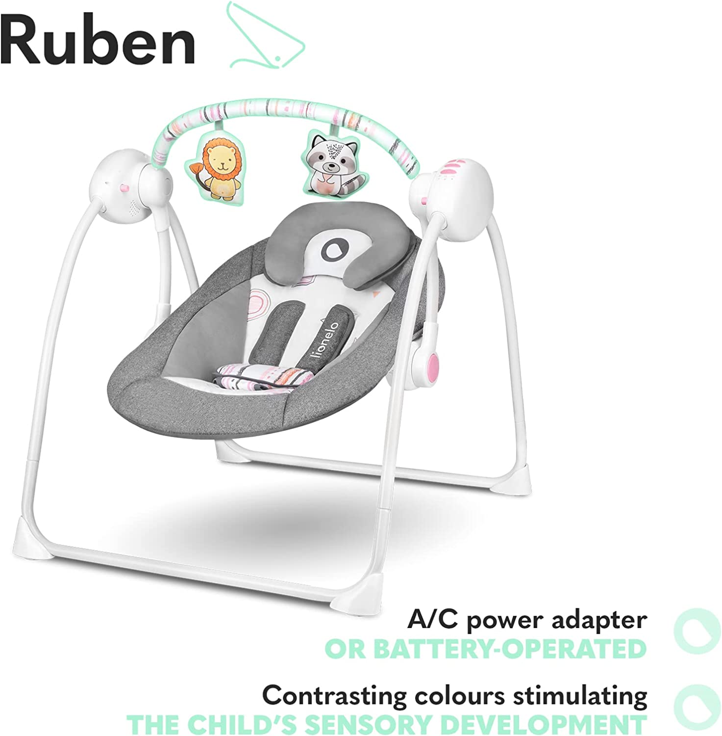 Lionelo Ruben Swinging Chair Stone Grey Rose Lionelo Yallatoys