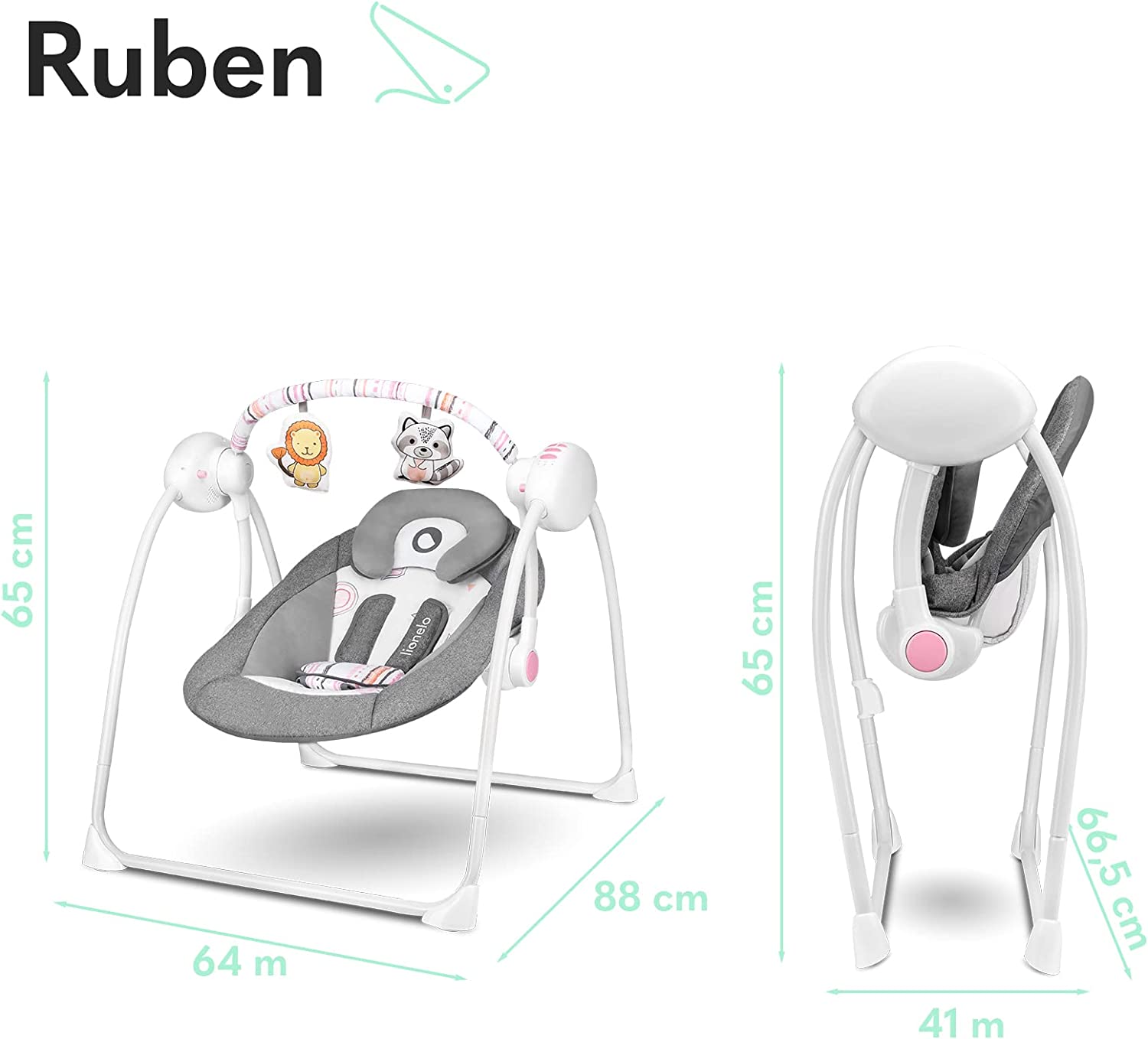 Lionelo Ruben Swinging Chair Stone Grey Rose Lionelo Yallatoys