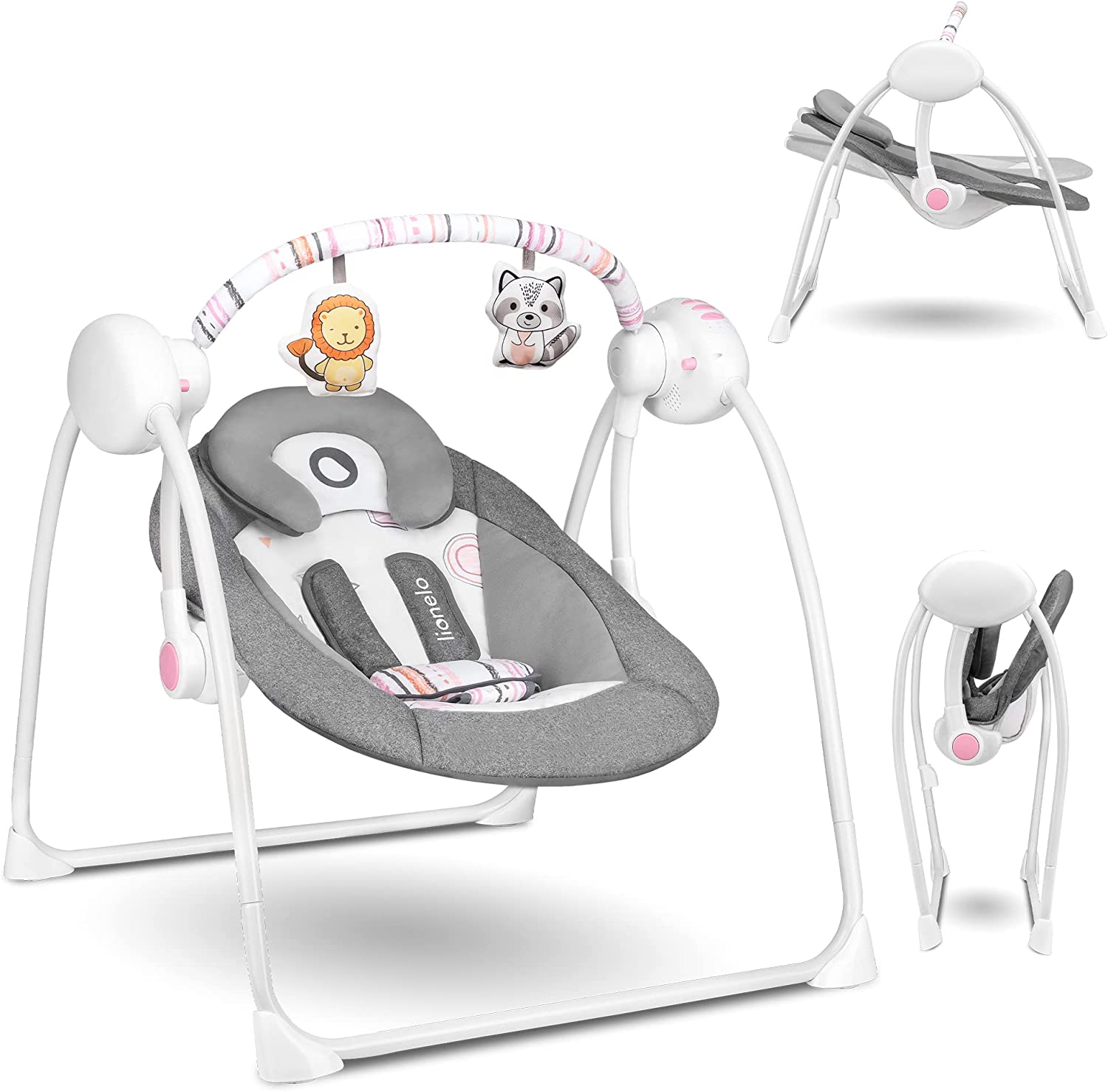 Lionelo Ruben Swinging Chair Stone Grey Rose Lionelo Yallatoys