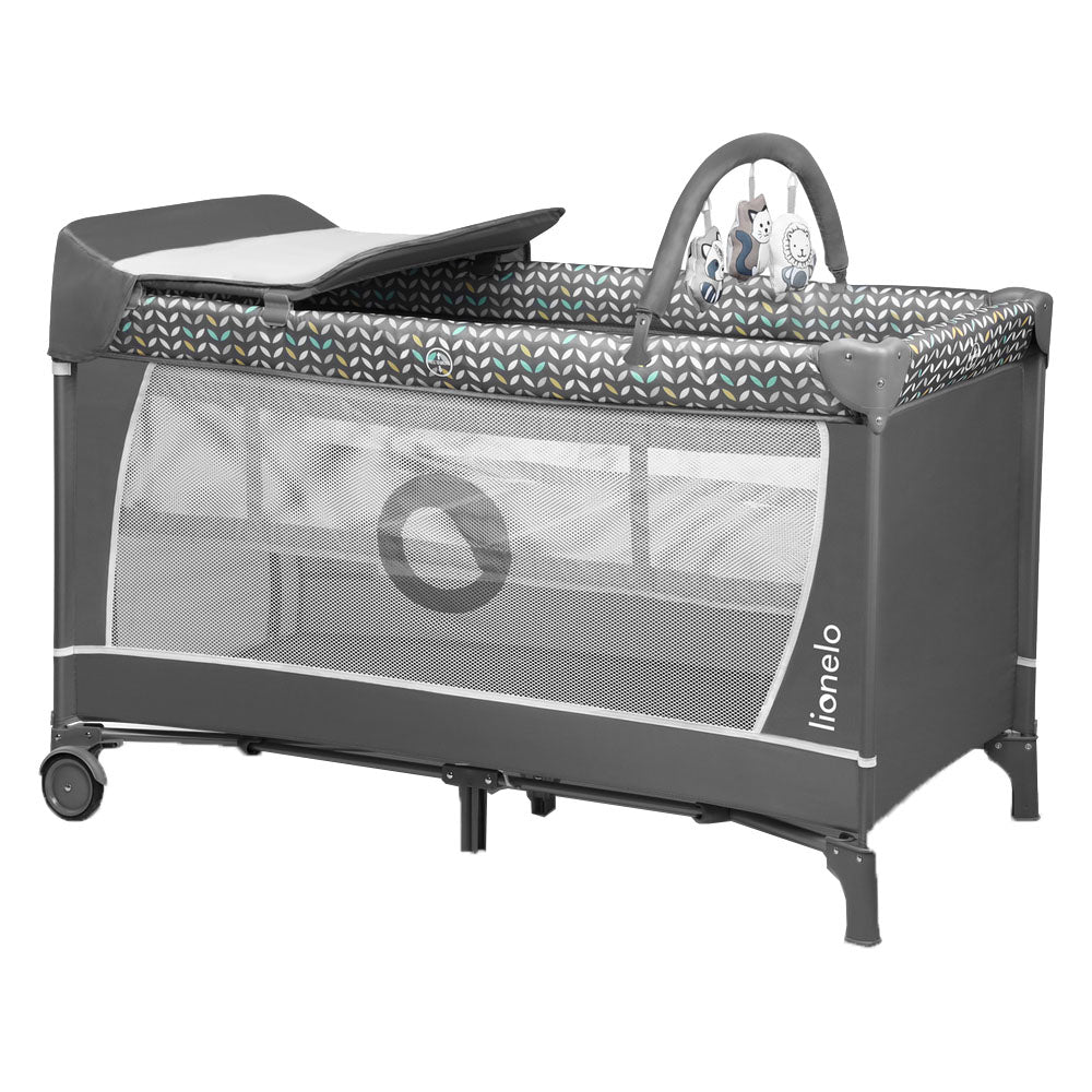 Lionelo Flower 2 In 1 Travel Bed Playpen Grey Lionelo Yallatoys