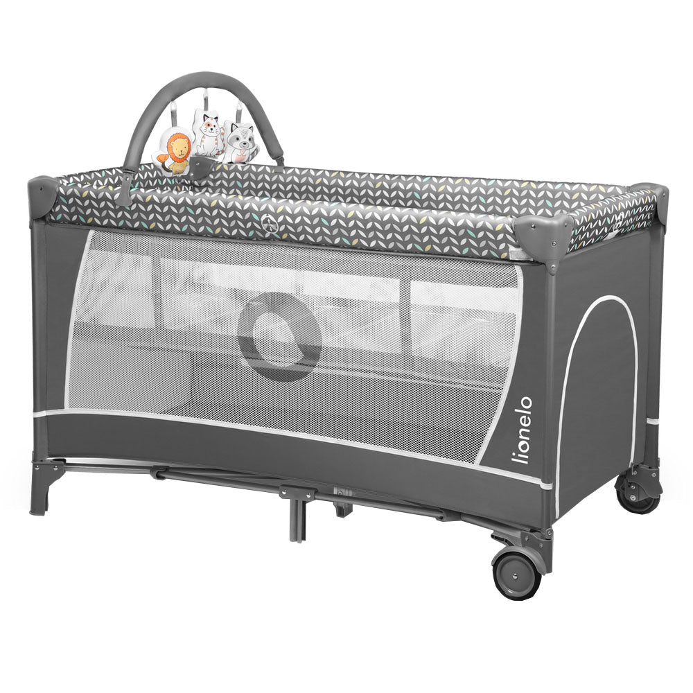 Lionelo Flower 2 In 1 Travel Bed Playpen Grey Lionelo Yallatoys