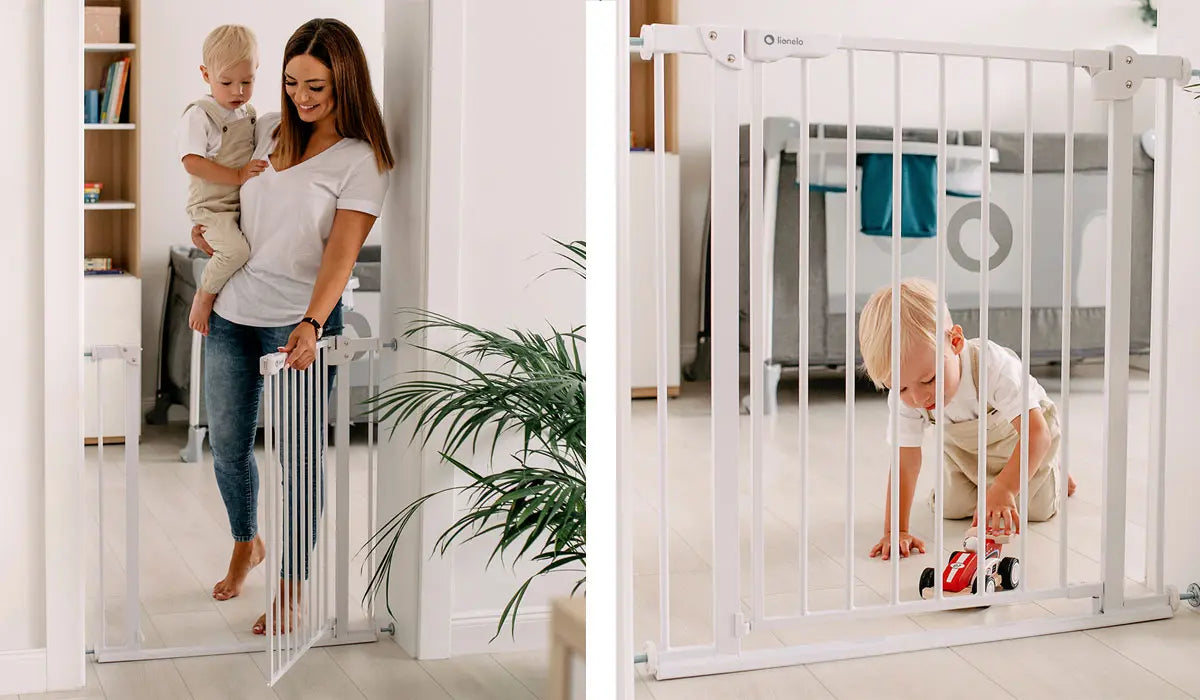 Lionelo Truus Slim with LED Lamp Stair Safety Gate White Yallamomz Yallatoys