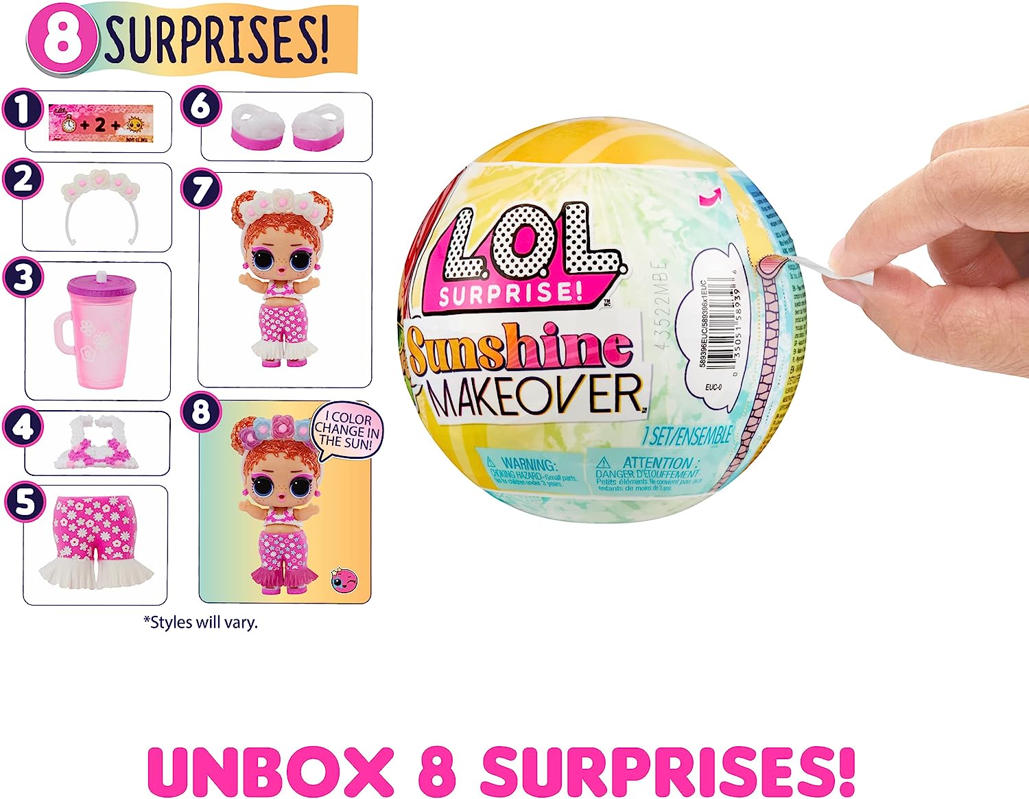 Buy LOL Surprise Sunshine Makeover with 8 Surprises UV Color Change (Sold Separately Subject to Availability) | Yallatoys.com