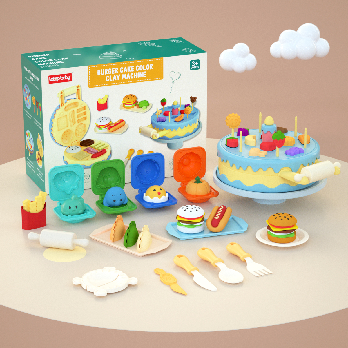 Buy Letop Cake Hamburger Clay Machine Set Green | Yallatoys.com