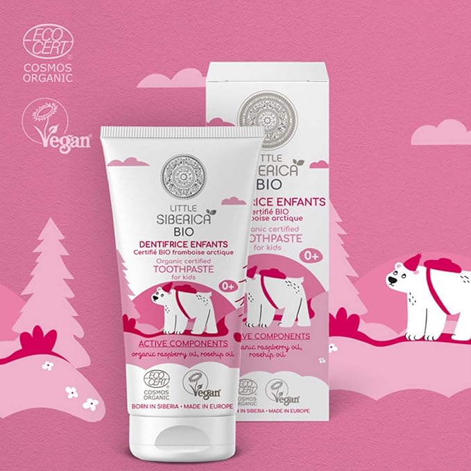 Little Siberica Organic certified toothpaste for kids Artic Raspberry 60g Little Siberica Yallatoys
