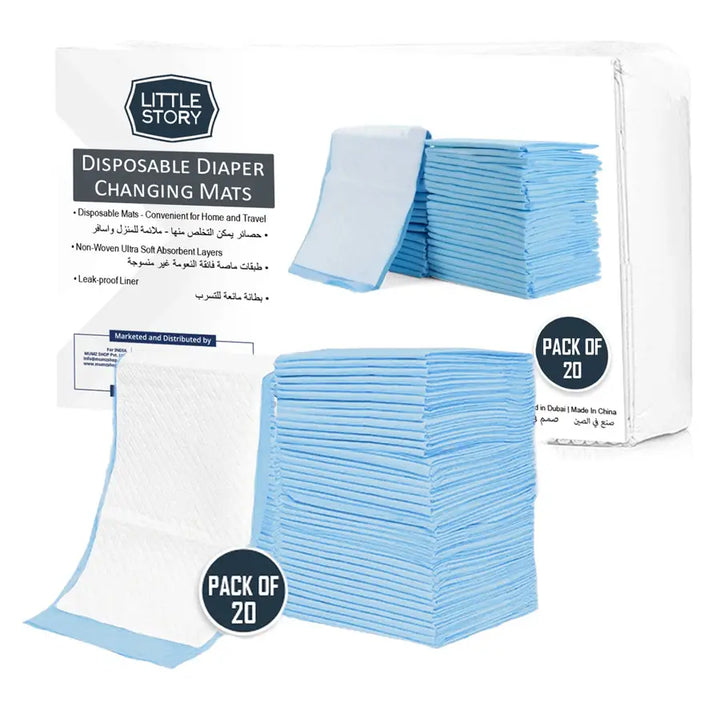 Little Story Disposable Diaper Changing Mats  Pack of 20pcs  Blue Little Story Yallatoys