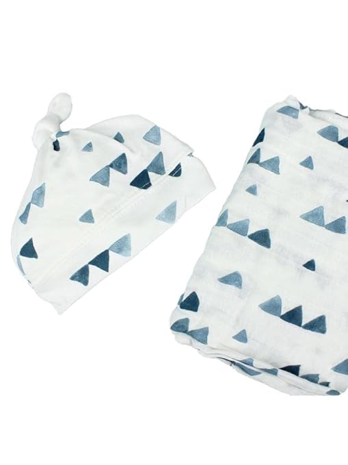 Lulujo Hello World Bamboo Hat & Swaddle Blanket Triangle Blue Lulujo Yallatoys
