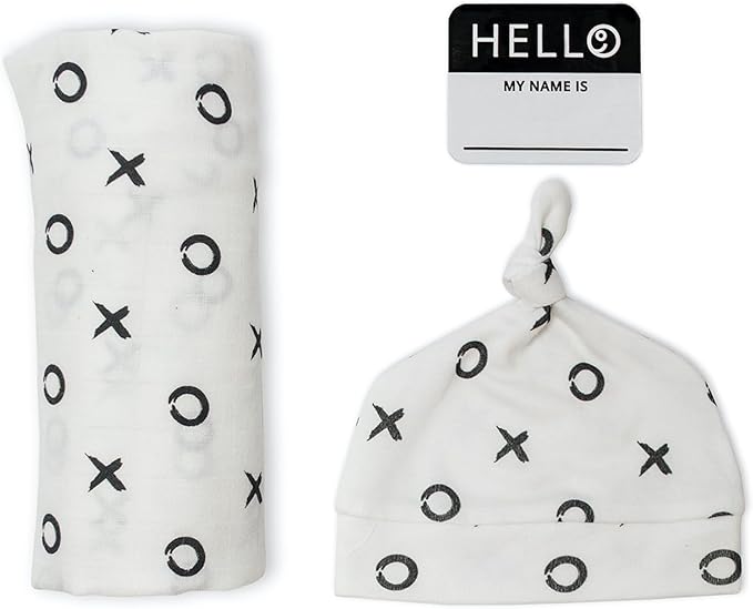 Lulujo Hello World Bamboo Hat & Swaddle Blanket XO Lulujo Yallatoys