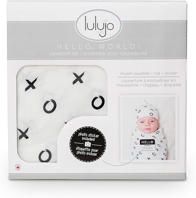 Lulujo Hello World Bamboo Hat & Swaddle Blanket XO Lulujo Yallatoys