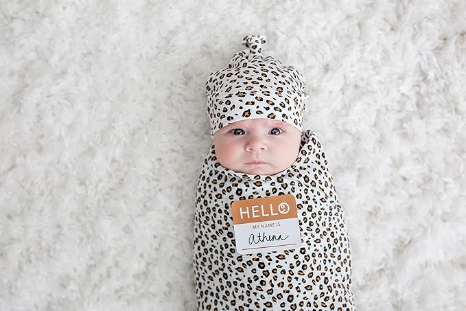 Lulujo Hello World Bamboo Hat & Swaddle Blanket Leopard Lulujo Yallatoys