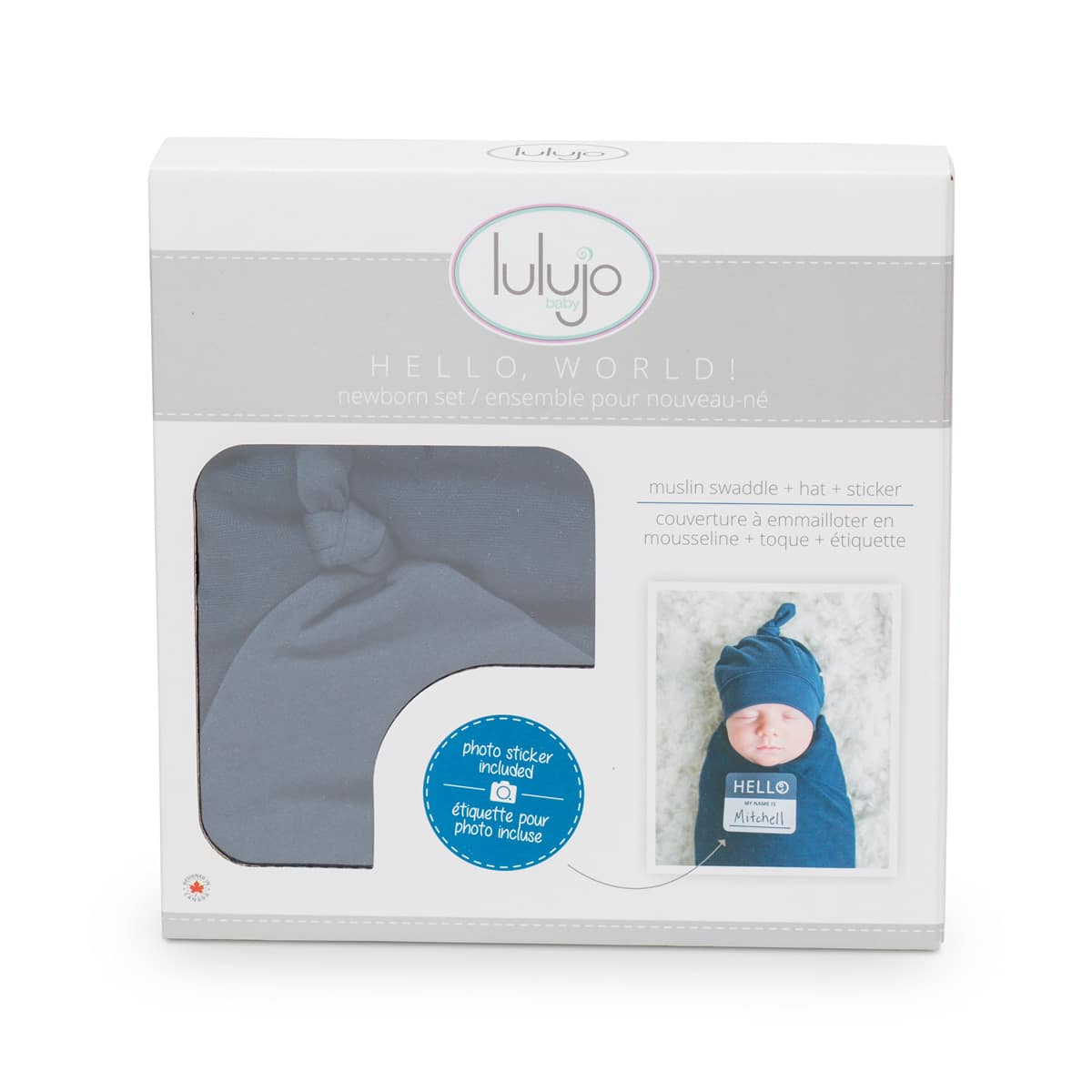 Lulujo Hello World Bamboo Hat & Swaddle Blanket Navy Lulujo Yallatoys