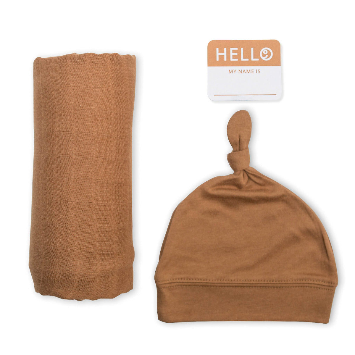 Lulujo Hello World Bamboo Hat & Swaddle Blanket Tan Lulujo Yallatoys