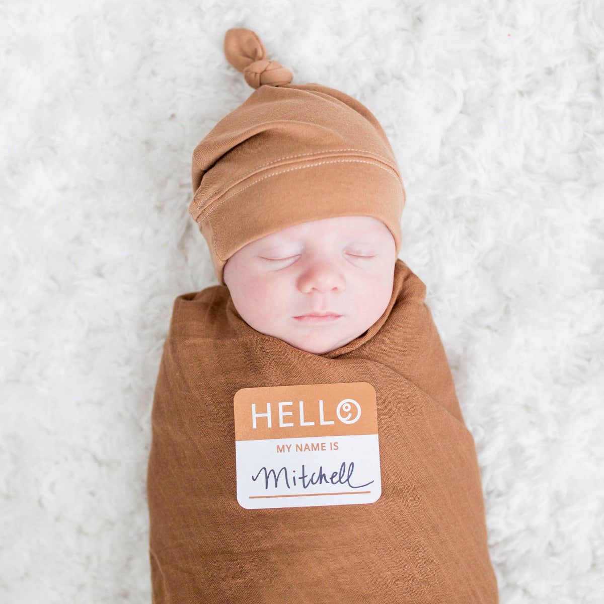 Lulujo Hello World Bamboo Hat & Swaddle Blanket Tan Lulujo Yallatoys