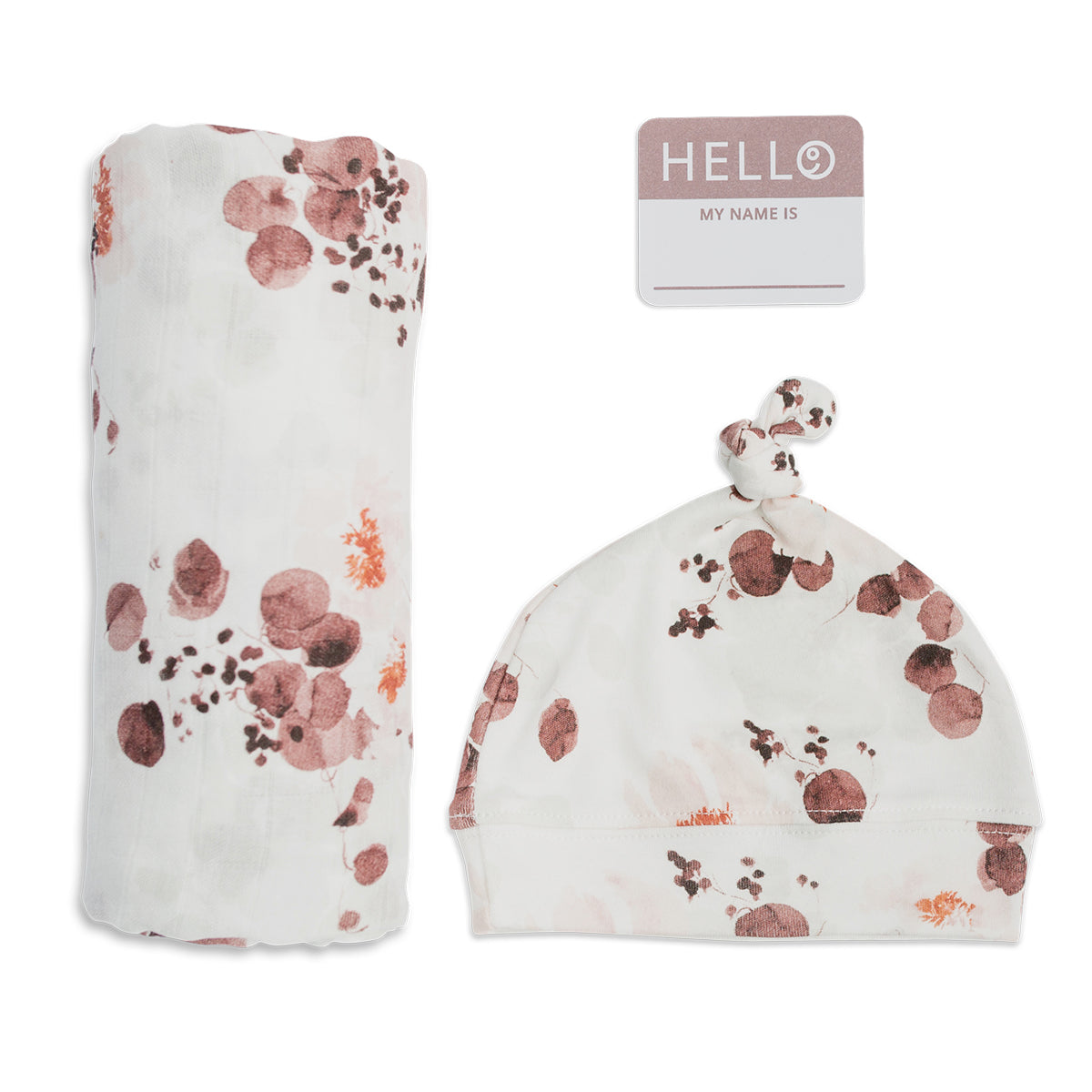 Lulujo Hello World Bamboo Hat & Swaddle Blanket Eucalyptus Lulujo Yallatoys