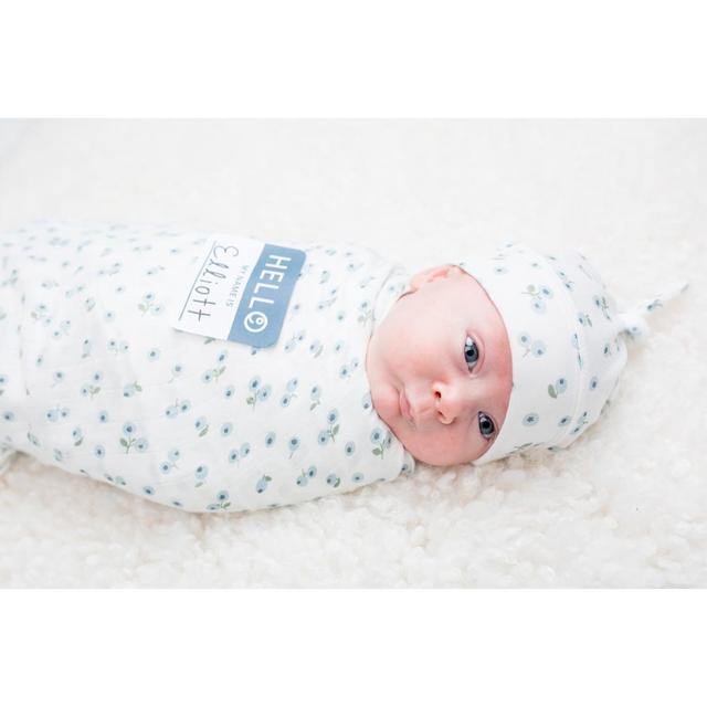 Lulujo Hello World Bamboo Hat & Swaddle Blanket Blueberries Lulujo Yallatoys