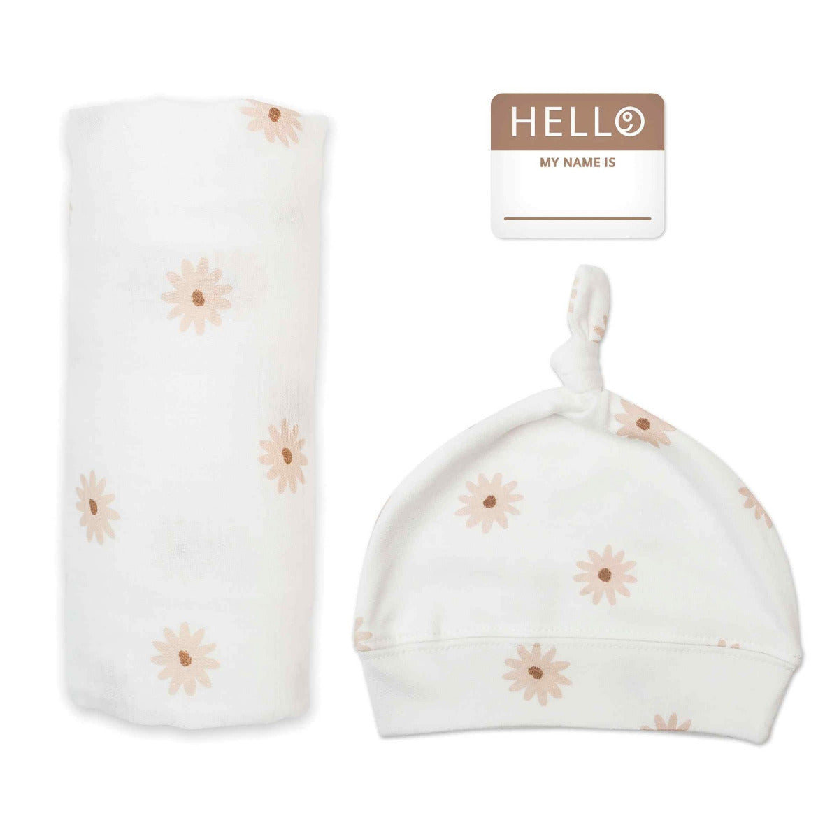 Lulujo Hello World Bamboo Hat & Swaddle Blanket Daisies Lulujo Yallatoys