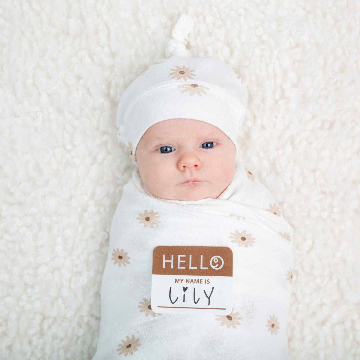 Lulujo Hello World Bamboo Hat & Swaddle Blanket Daisies Lulujo Yallatoys