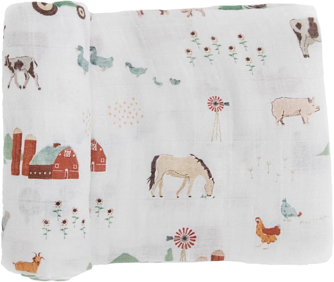 Little Farmyard Friends Cotton Muslin Swaddle Blanket Little Unicorn Yallatoys