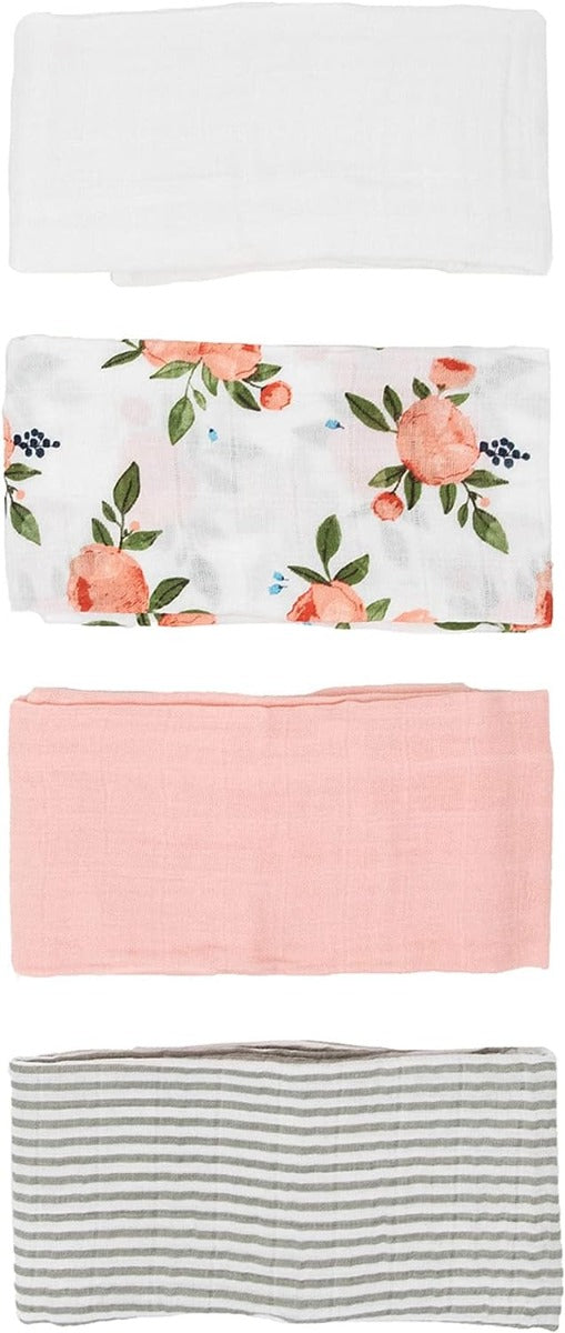 Little Unicorn Cotton Muslin Swaddle Blanket Squares 4 Pack Watercolor Roses Little Unicorn Yallatoys
