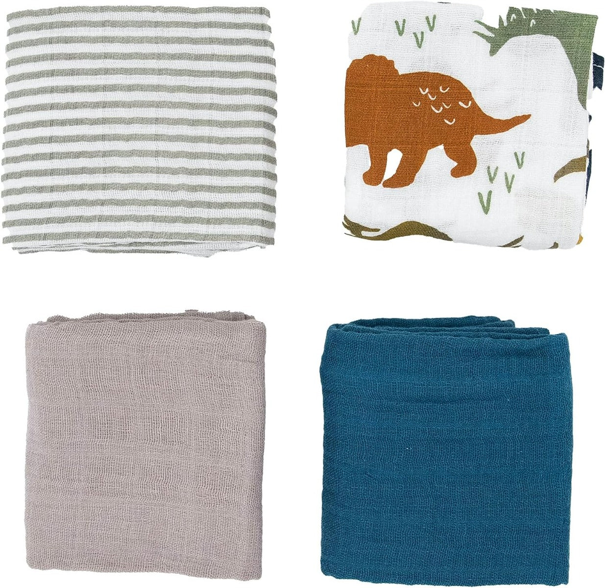 Little Unicorn Cotton Muslin Swaddle Blanket Squares 4 Pack Dino Friends Little Unicorn Yallatoys