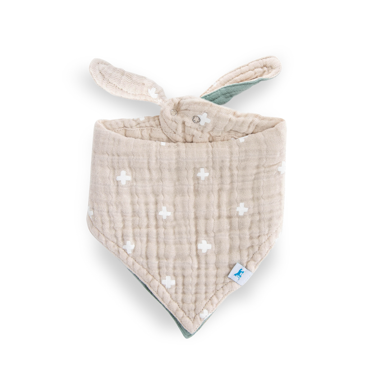 Little Unicorn Cotton Muslin Reversible Bandana Bib Taupe Cross Little Unicorn Yallatoys