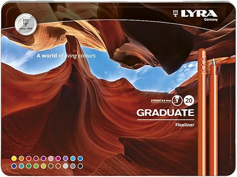 Buy Lyra Graduate Fineliner Markers Metal Box of 20pcs | Yallatoys.com