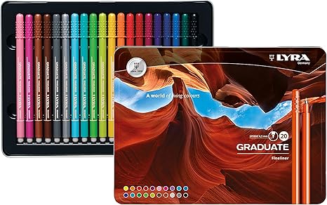 Buy Lyra Graduate Fineliner Markers Metal Box of 20pcs | Yallatoys.com