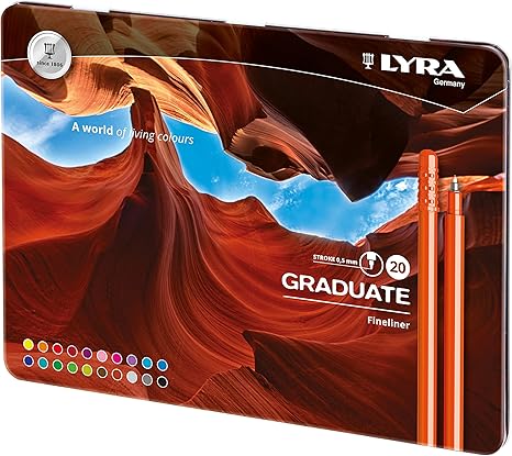 Buy Lyra Graduate Fineliner Markers Metal Box of 20pcs | Yallatoys.com