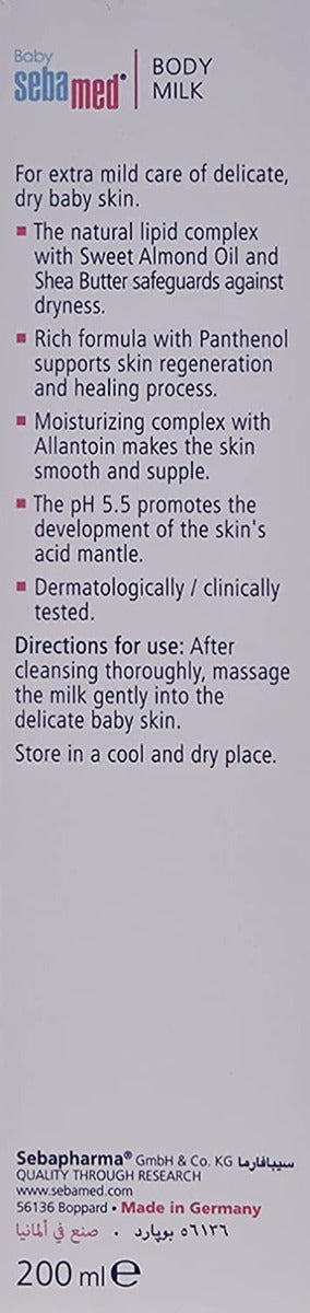 Sebamed Baby Body Milk  200Ml Sebamed Yallatoys