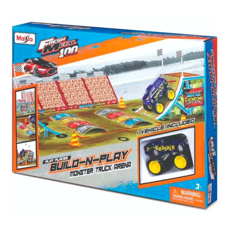 Buy Maisto Built N Play Race Track Playset Cardboard Buildings Accessories & 1 Fresh Metal Toy Car | Yallatoys.com