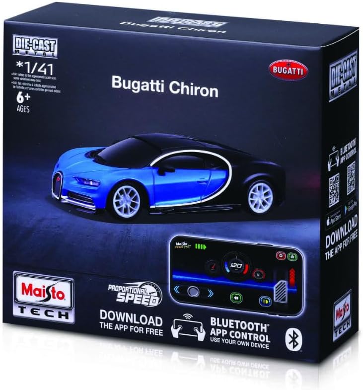 Buy Maisto Tech Bugatti Chiron 1:41 Scale Die Cast Radio Control with Bluetooth App Control (Sold Separately Subjected to Availability) | Yallatoys.com