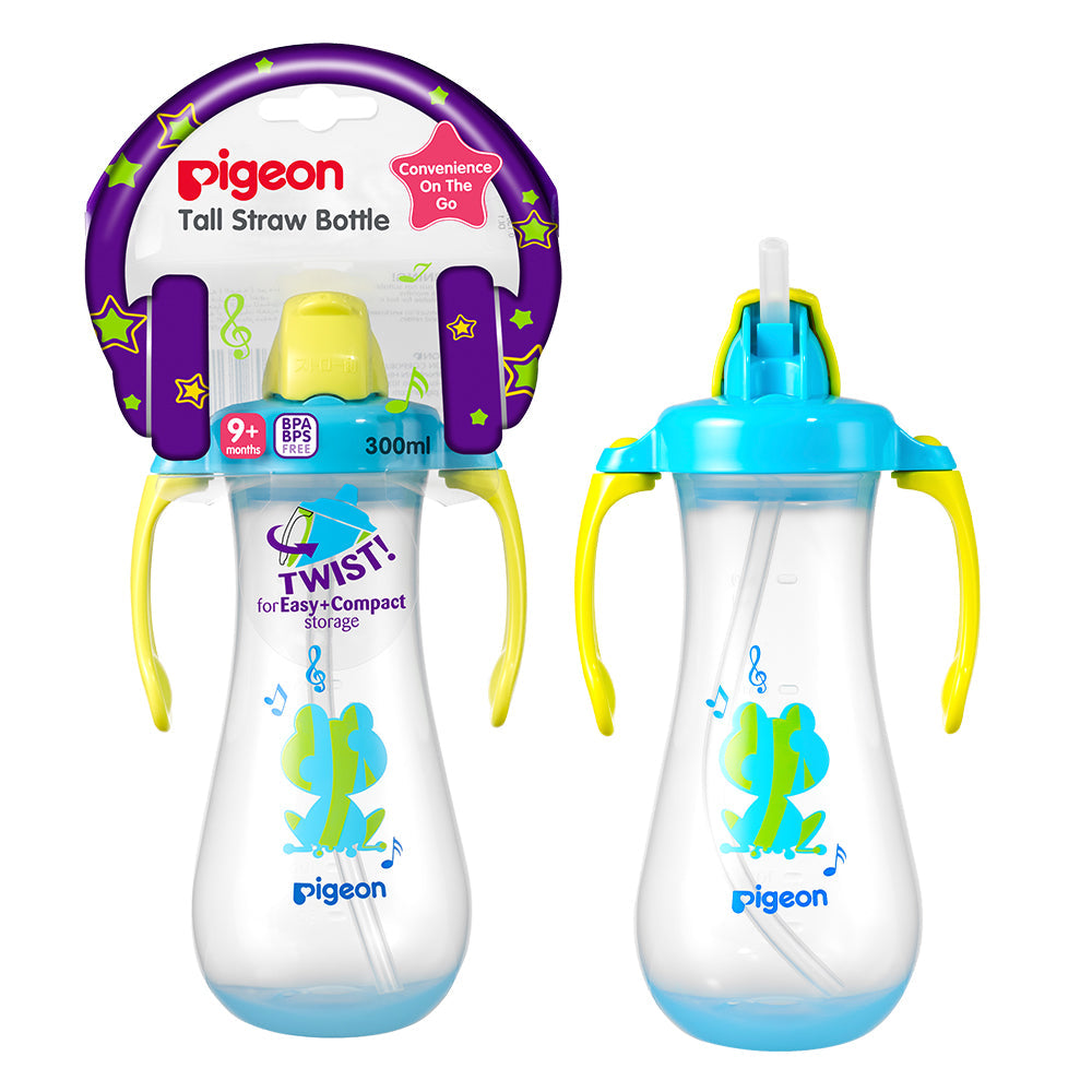 Pigeon Tall Straw Bottle Blue Pigeon Yallatoys