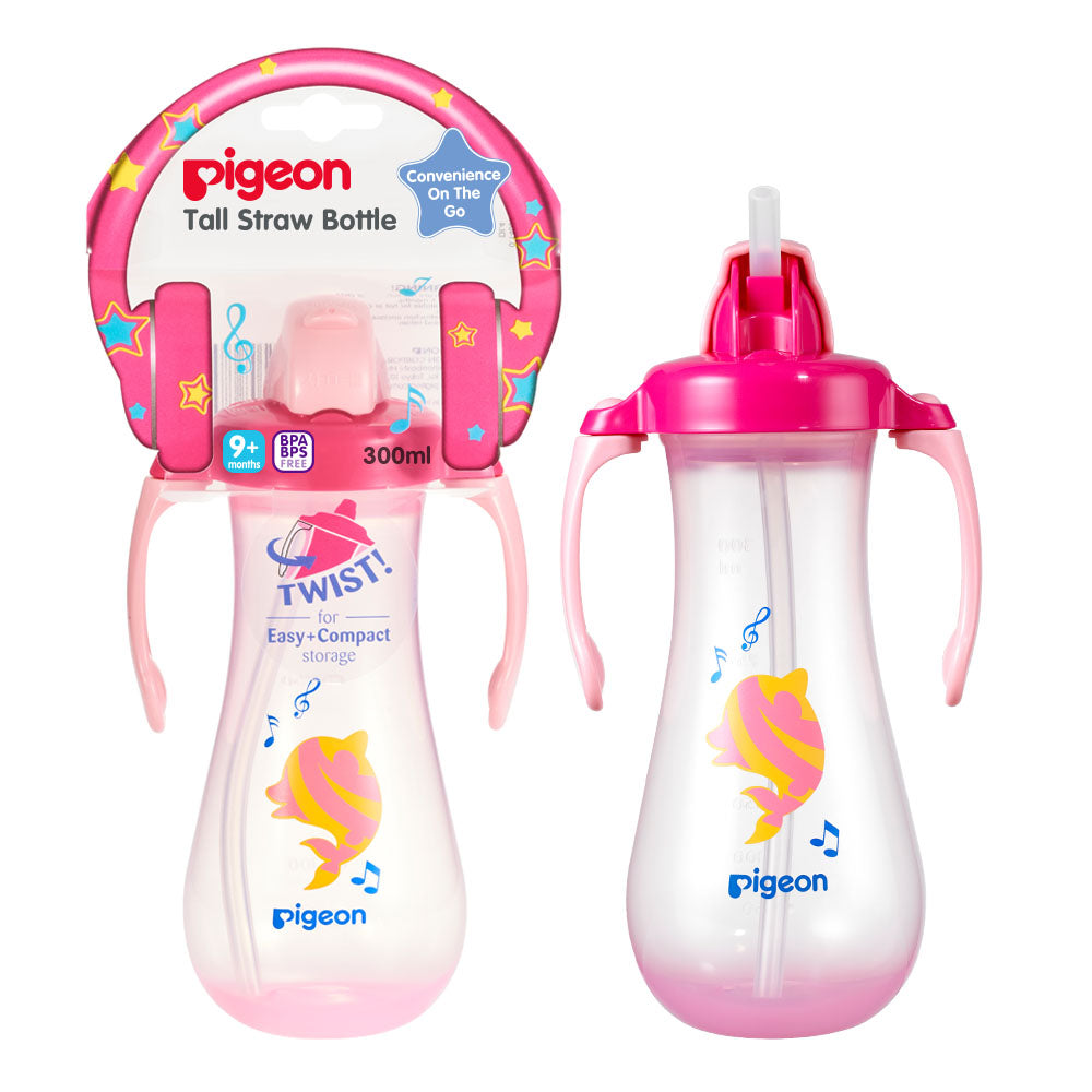 Pigeon Tall Straw Bottle Pink Pigeon Yallatoys