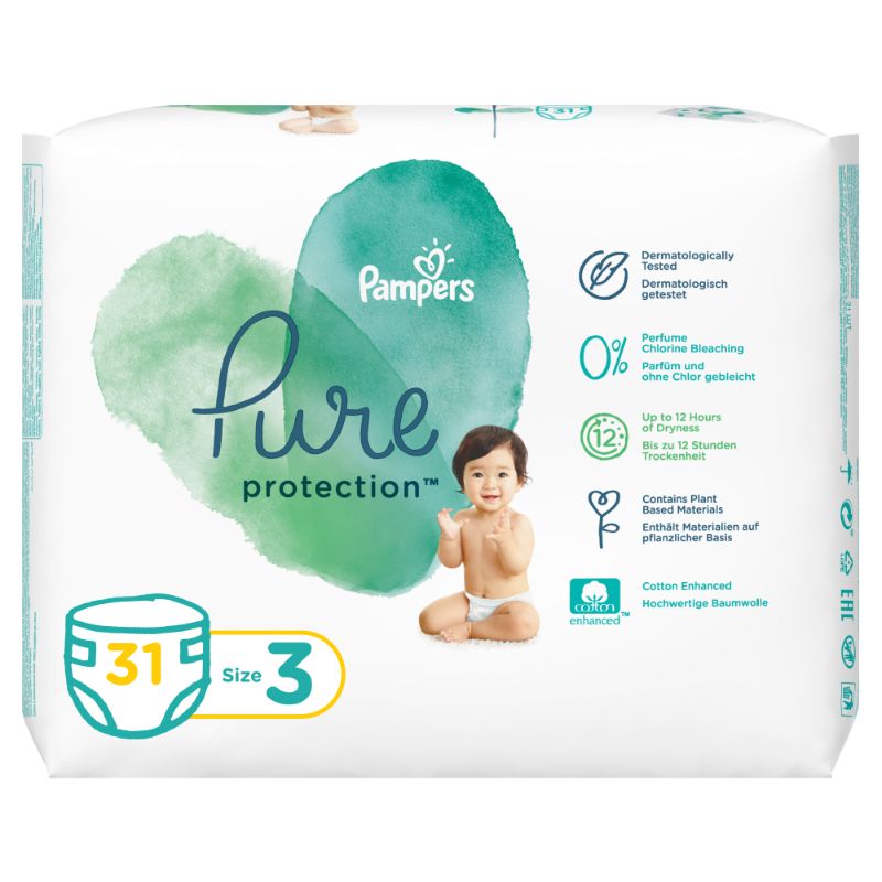 Pampers Pure Protection Diapers Size 3 - 31 Pampers Yallatoys