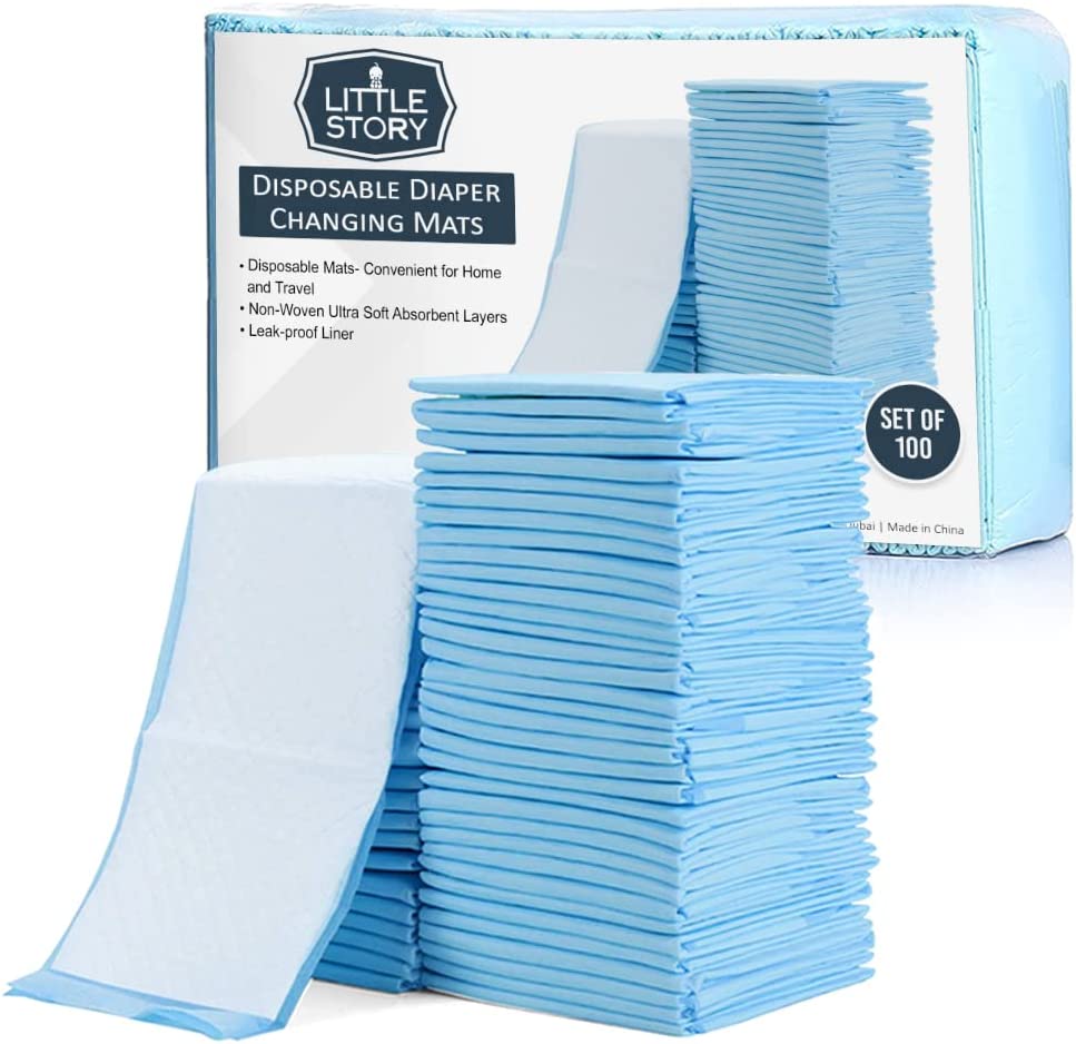 Little Story Disposable Diaper Changing Mats Pack Of 100Pcs Blue Little Story Yallatoys