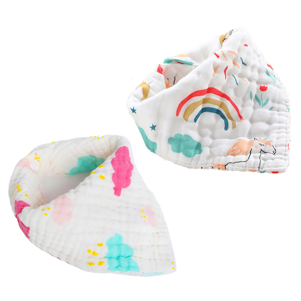 Little Story Muslin Bandana Bibs Set Of 2 Unicorn Little Story Yallatoys