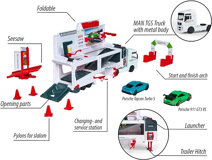 Buy Majorette Man TGX Truck Porsche Experience+ 2 Cars | Yallatoys.com