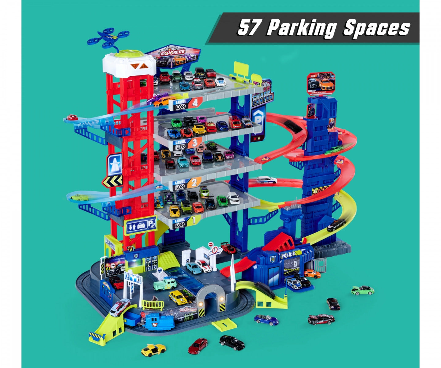 Buy Majorette Super Chase Centre 5 Level Car Parking Garage with Chase | Yallatoys.com