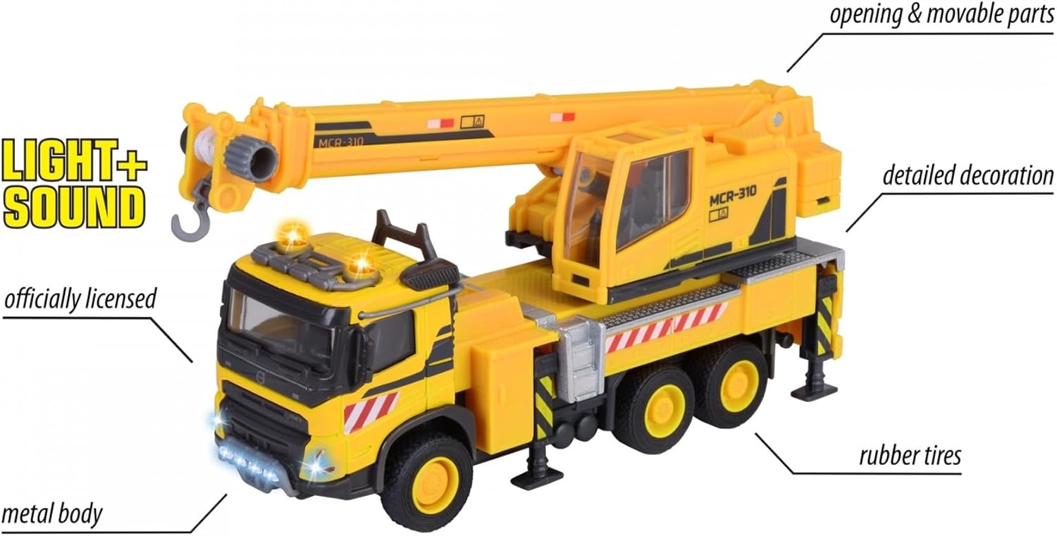 Buy Majorette Volvo Crane Truck with Sound and Light Functions | Yallatoys.com