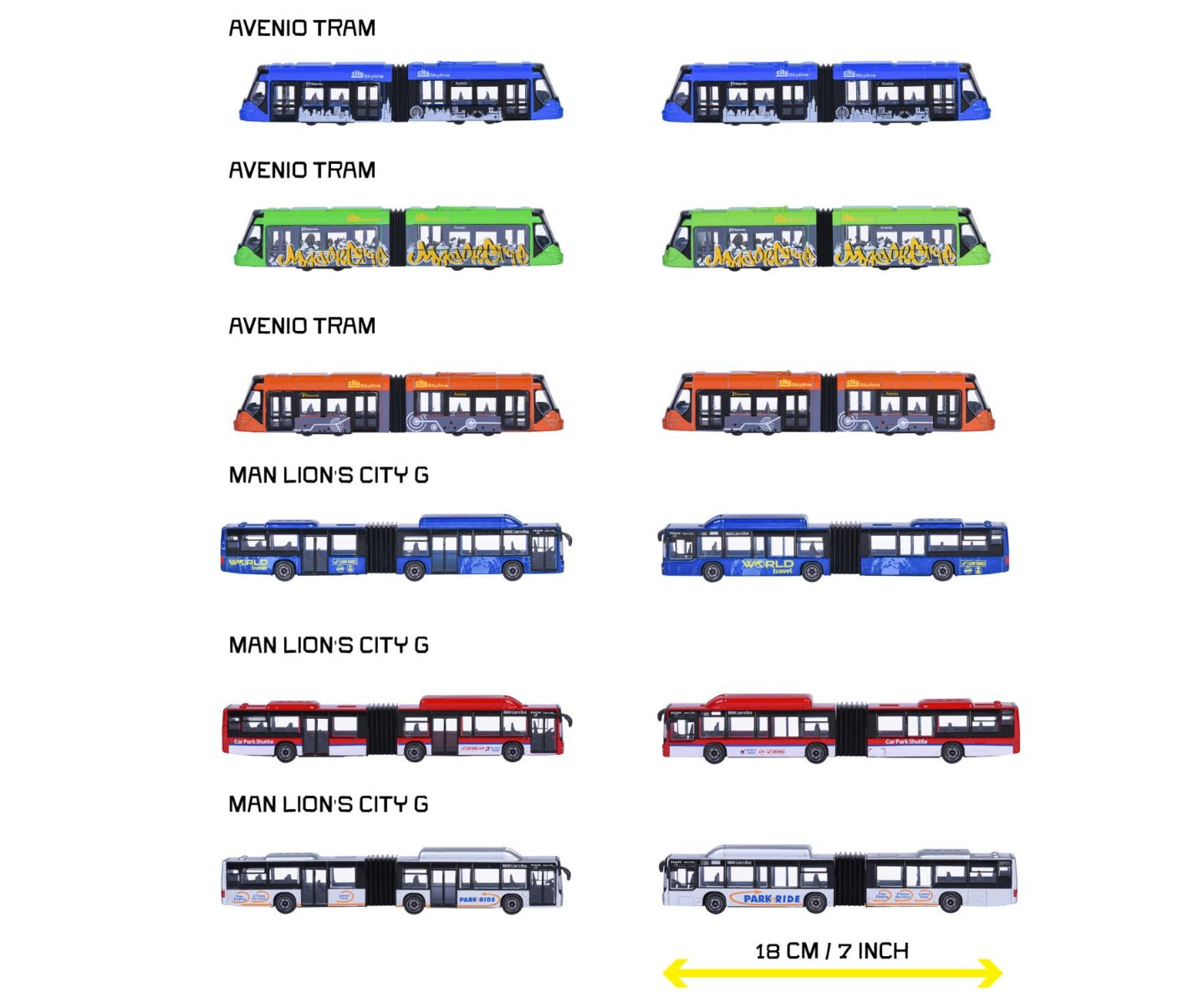 Buy Majorette City Bus MAN and Avenio Tram (Sold Separately Subjected to Availability) | Yallatoys.com